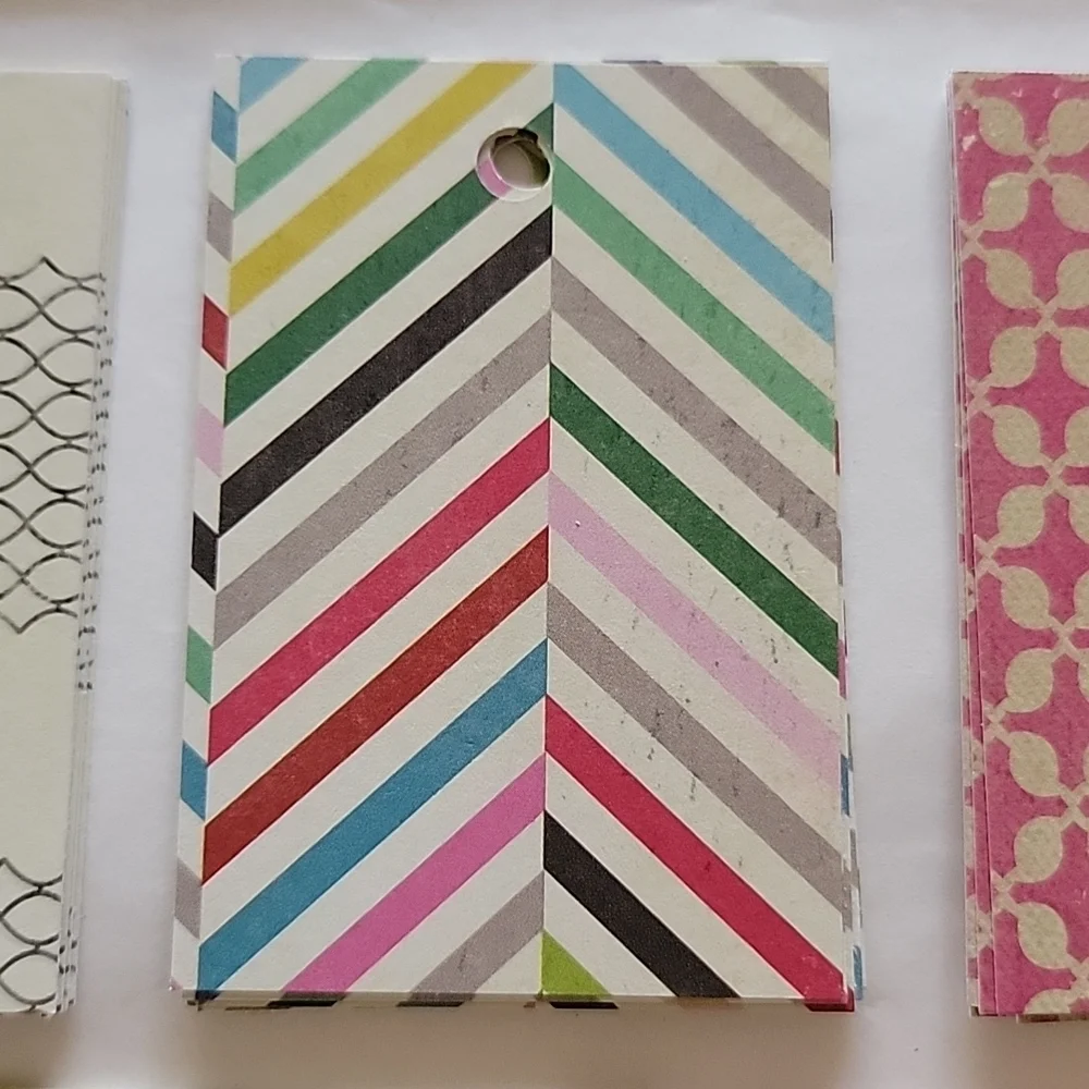 56 Cardstock Hand Cut Multicolored Mixed Print Blank Back Gift Tags